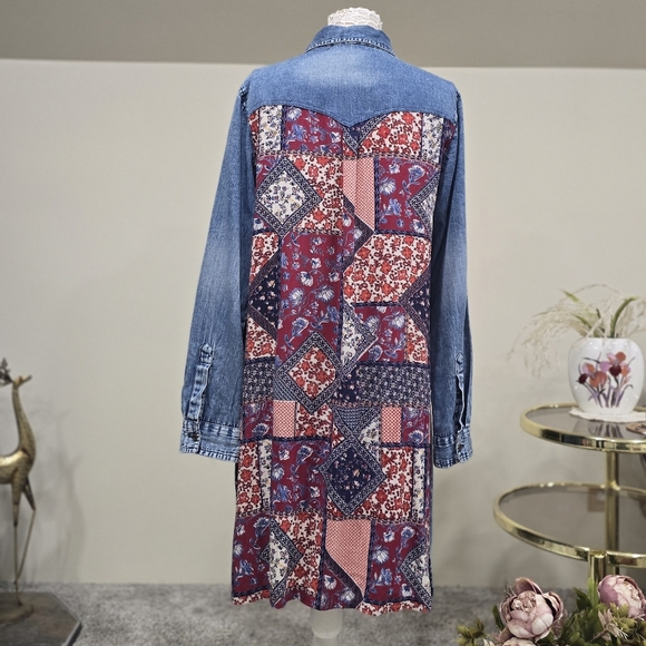 Super Cute Boho Western Denim Shirt dress by Lola P. Sz L - Picture 9 of 13